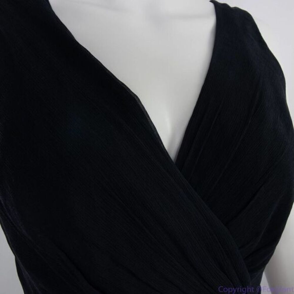 Jcrew 100% silk asymmetric hem V neck navy blue midi dress, size 2 - Picture 7 of 12